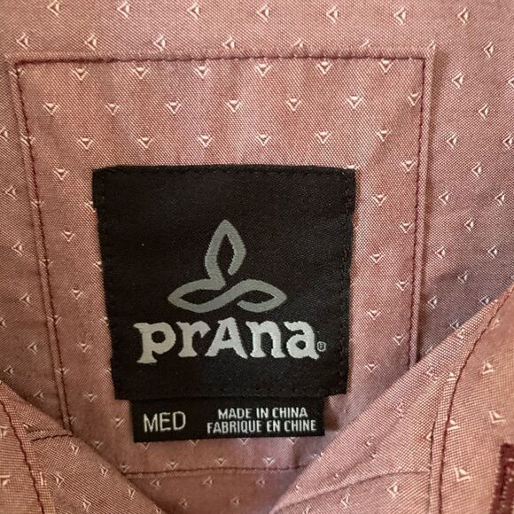Prana Pink/Beige “Dusty Rose” & White Pattern Casual Button Down Shirt - Picture 6 of 7